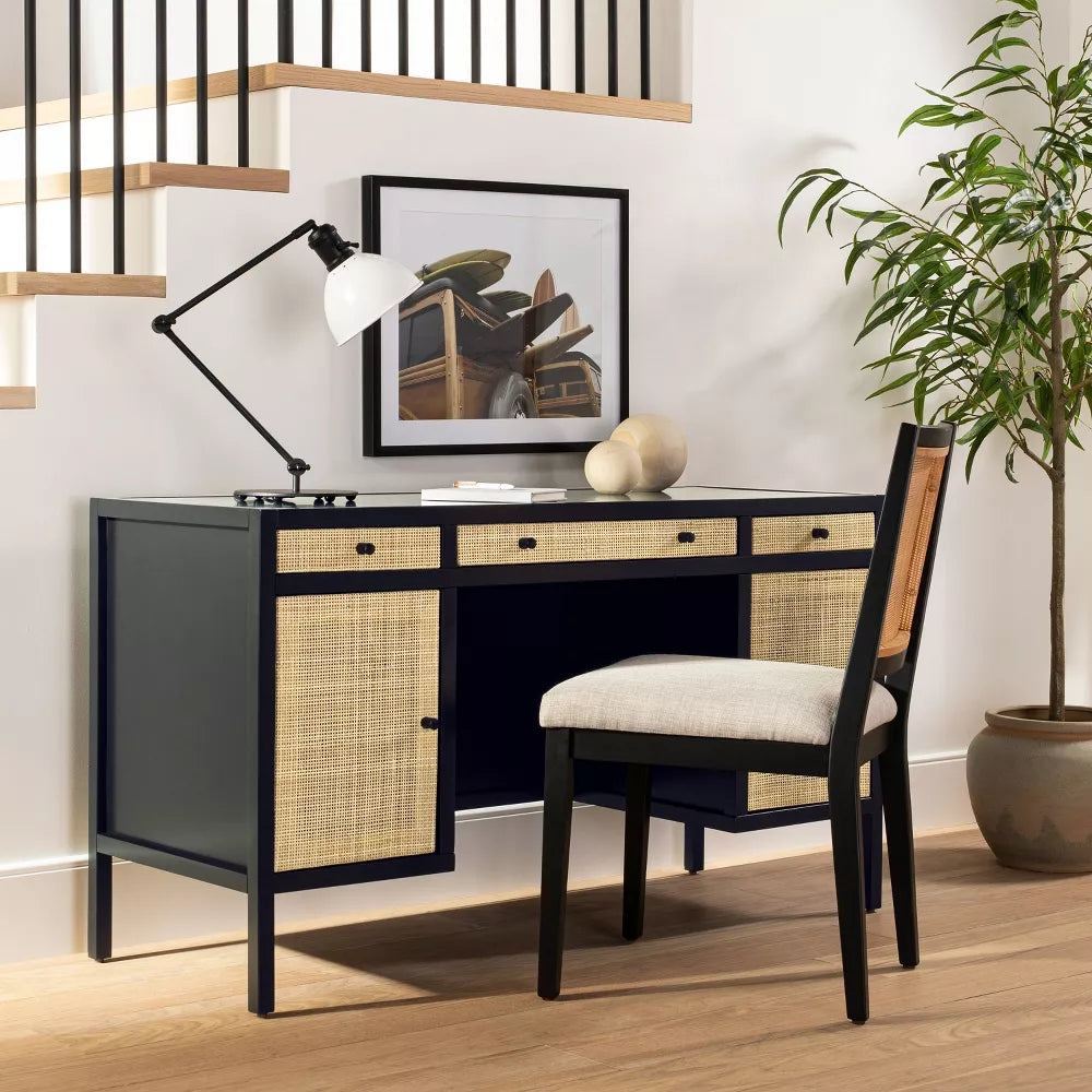 Springville Wood Executive Desk with Drawers Black - Threshold designed with Studio McGee