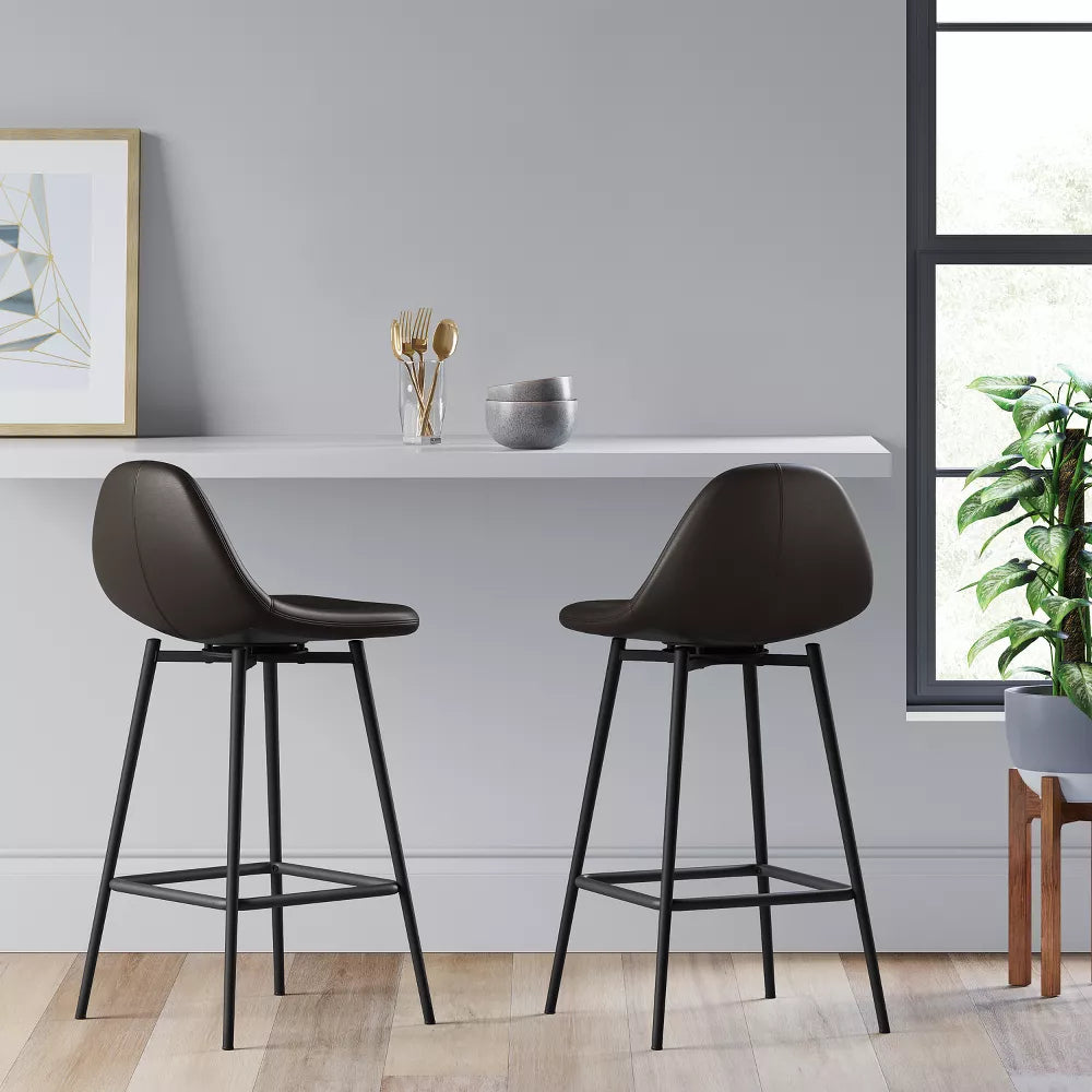 Copley Counter Height Barstool Brown Faux Leather - Threshold