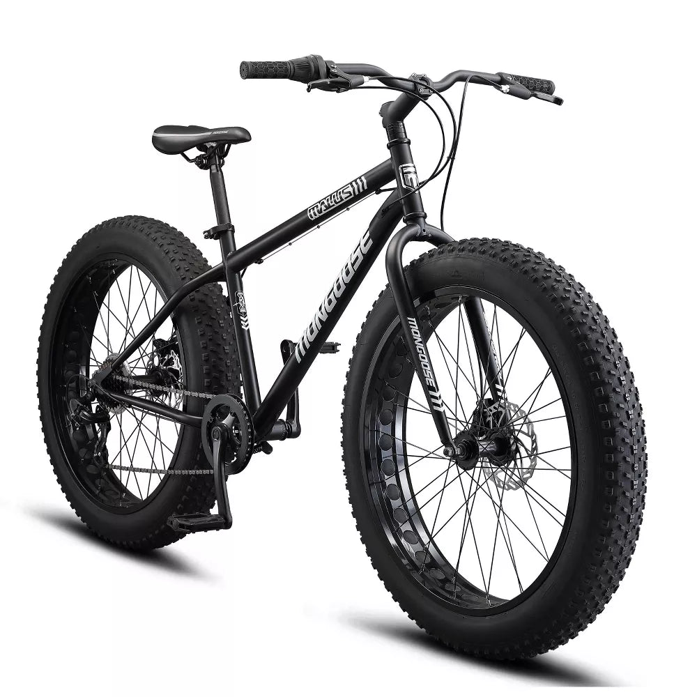 mountainbike mongoose Mongoose Adult Malus 26" Fat Tire Mountain Bike Black – Lucky Duck Dealz
