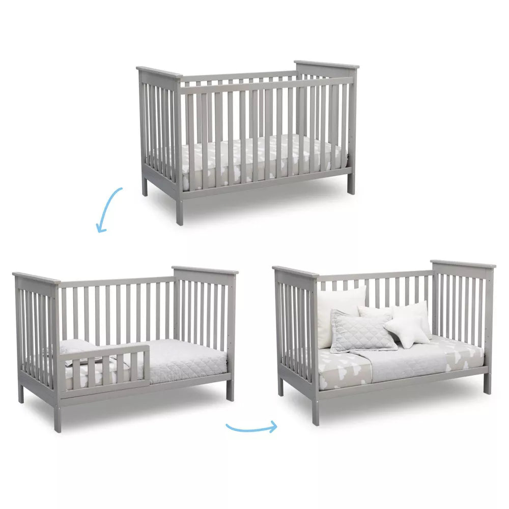 Delta Children Adley 3-in-1 Convertible Crib Gray