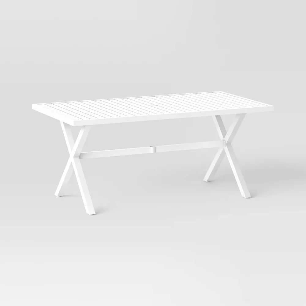 Seabury Steel 6 Person Rectangle Patio Dining Table, Outdoor Furniture - White - Threshold