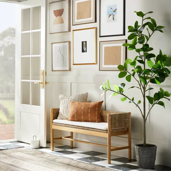 Elden Bench with Woven Back and Loose Cushion Seat - Threshold™ designed with Studio McGee