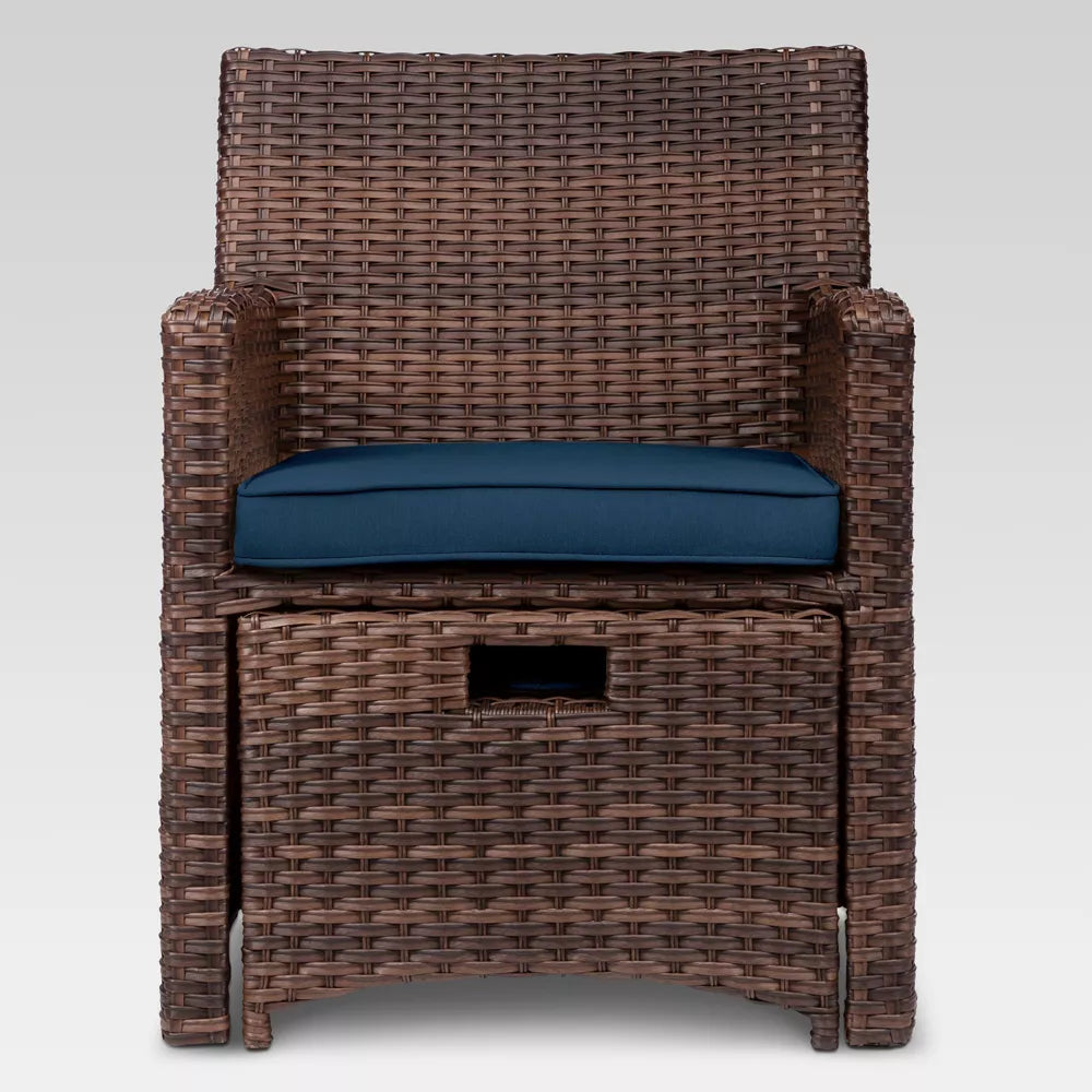 Halsted 5pc Wicker Small Space Patio Furniture Set Navy - Threshold