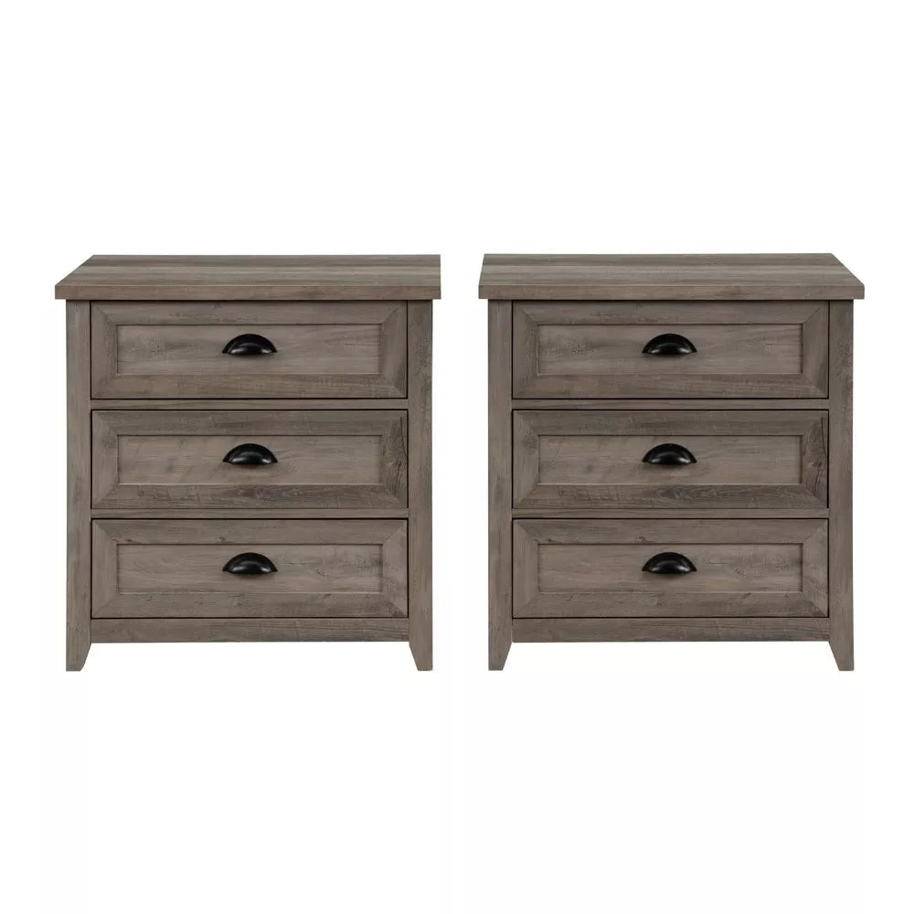 Fontella Transitional 3 Drawer Nightstand Gray Wash - Saracina Home 1 pc.