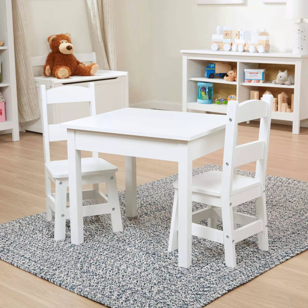 Melissa & Doug Wooden Table and Chairs Set - White
