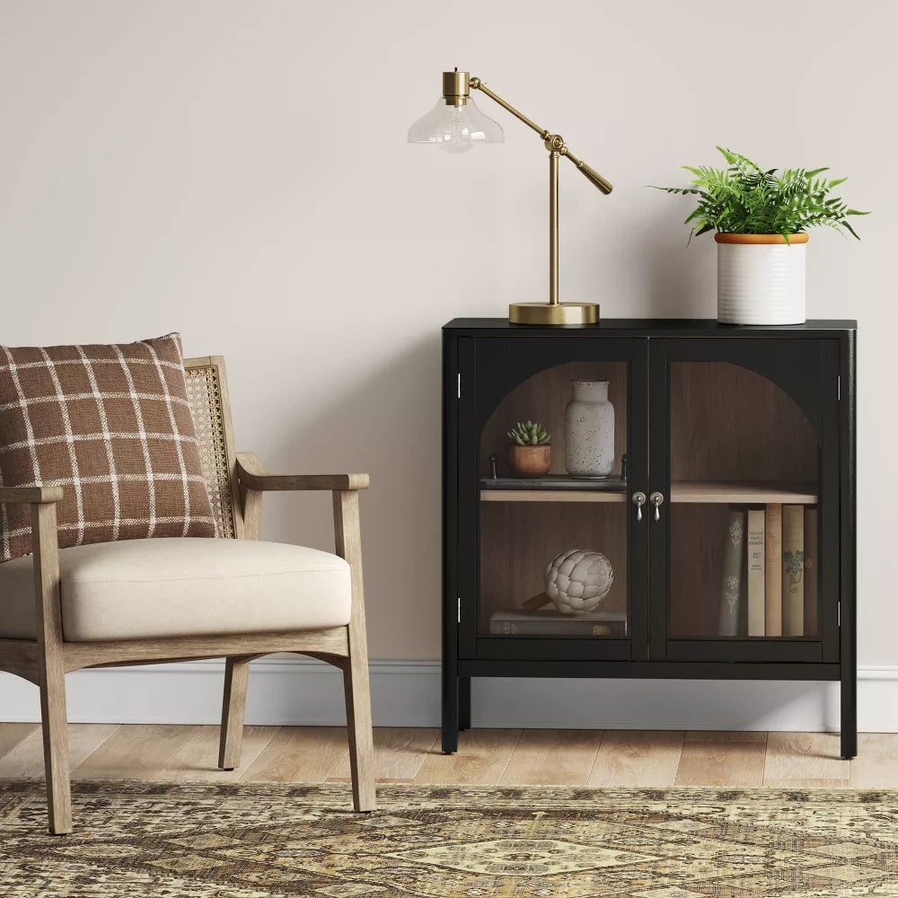 New Bedford 2 Door Accent Cabinet Black - Threshold