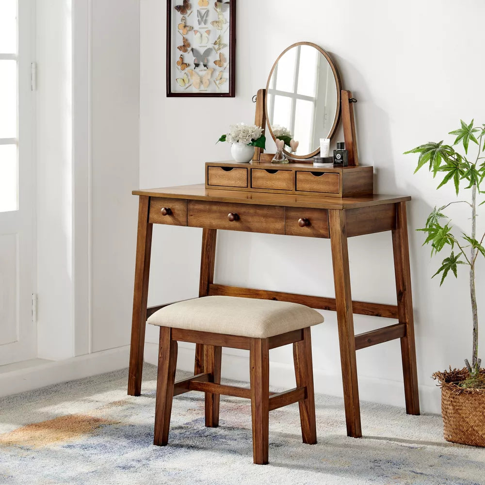 Lorna Vanity Set Walnut - Linon