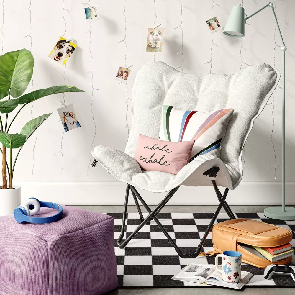 Butterfly Chair Cream Faux Shearling - Room Essentials
