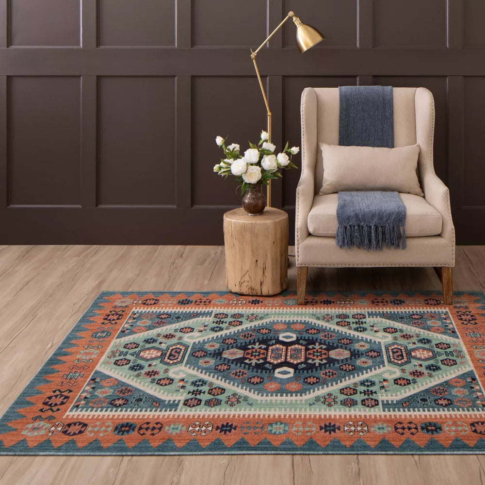 Buttercup Diamond Vintage Persian Woven Rug 7x10 Blue - Opalhouse