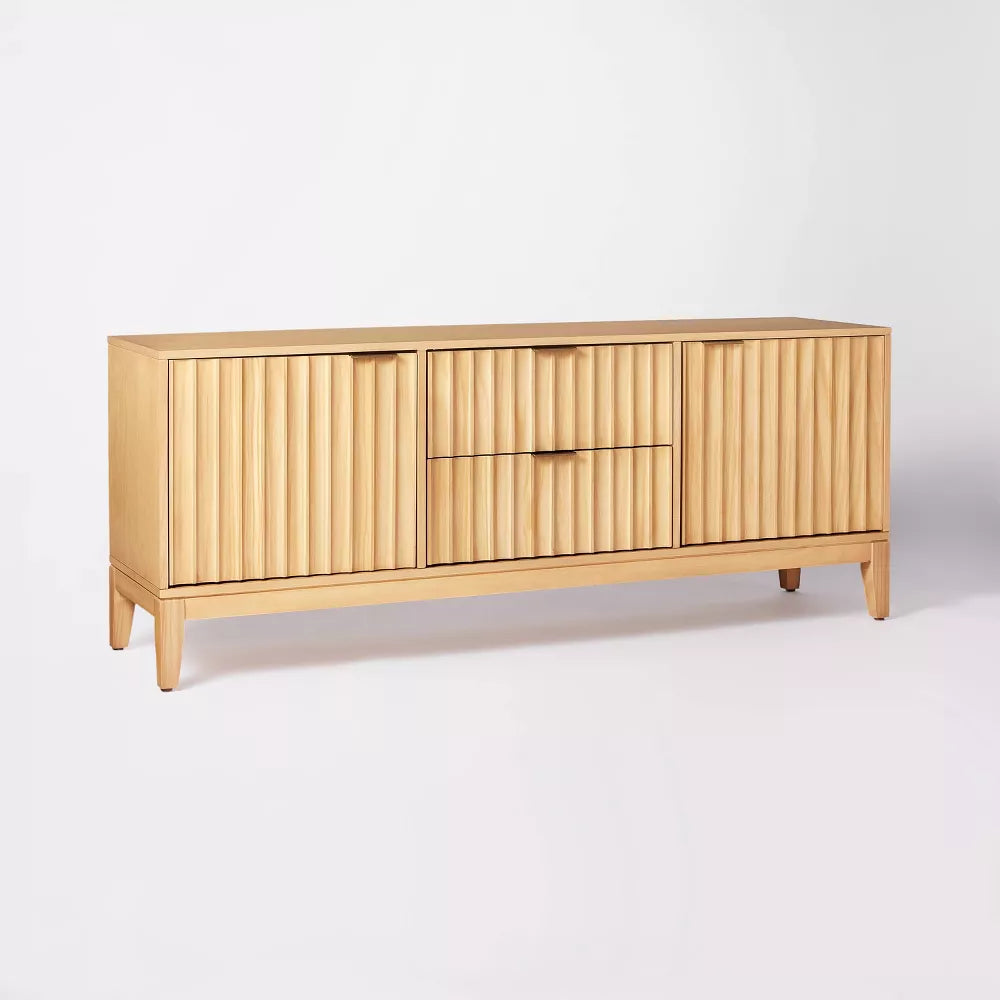 Thousand Oaks Wood Scalloped TV Stand for TVs up to 60" Natural- Threshold designed with Studio McGee