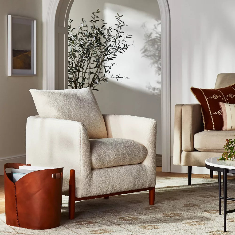 Elroy Faux Shearling Accent Chair with Wood Legs - Threshold designed with Studio McGee