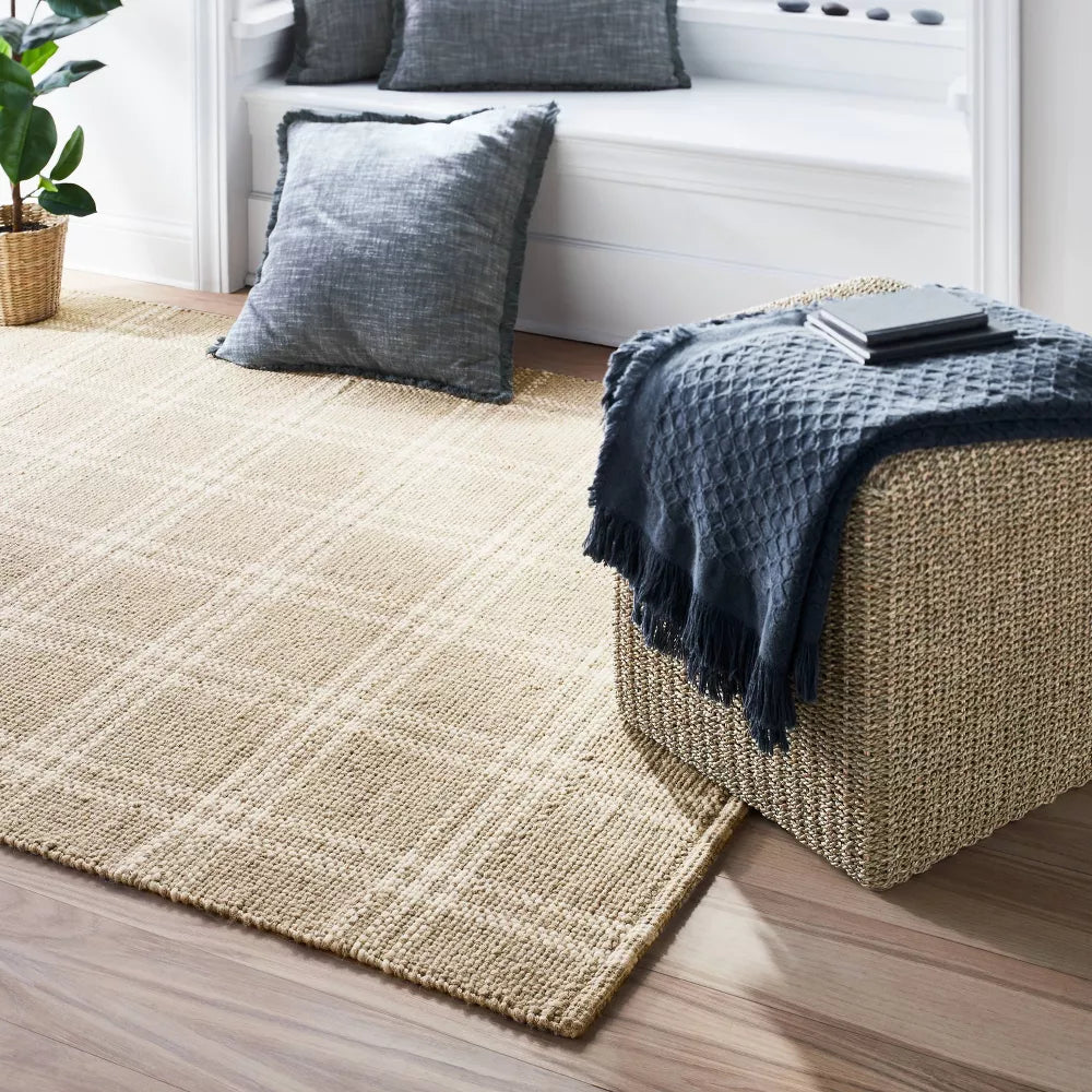 Cottonwood Plaid Wool/Cotton Area Rug Neutral 7x10- Threshold designed with Studio McGee