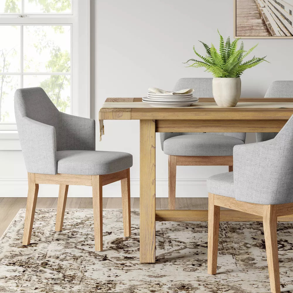 Kinston Curved Back Upholstered Dining Chair Light Gray - Threshold