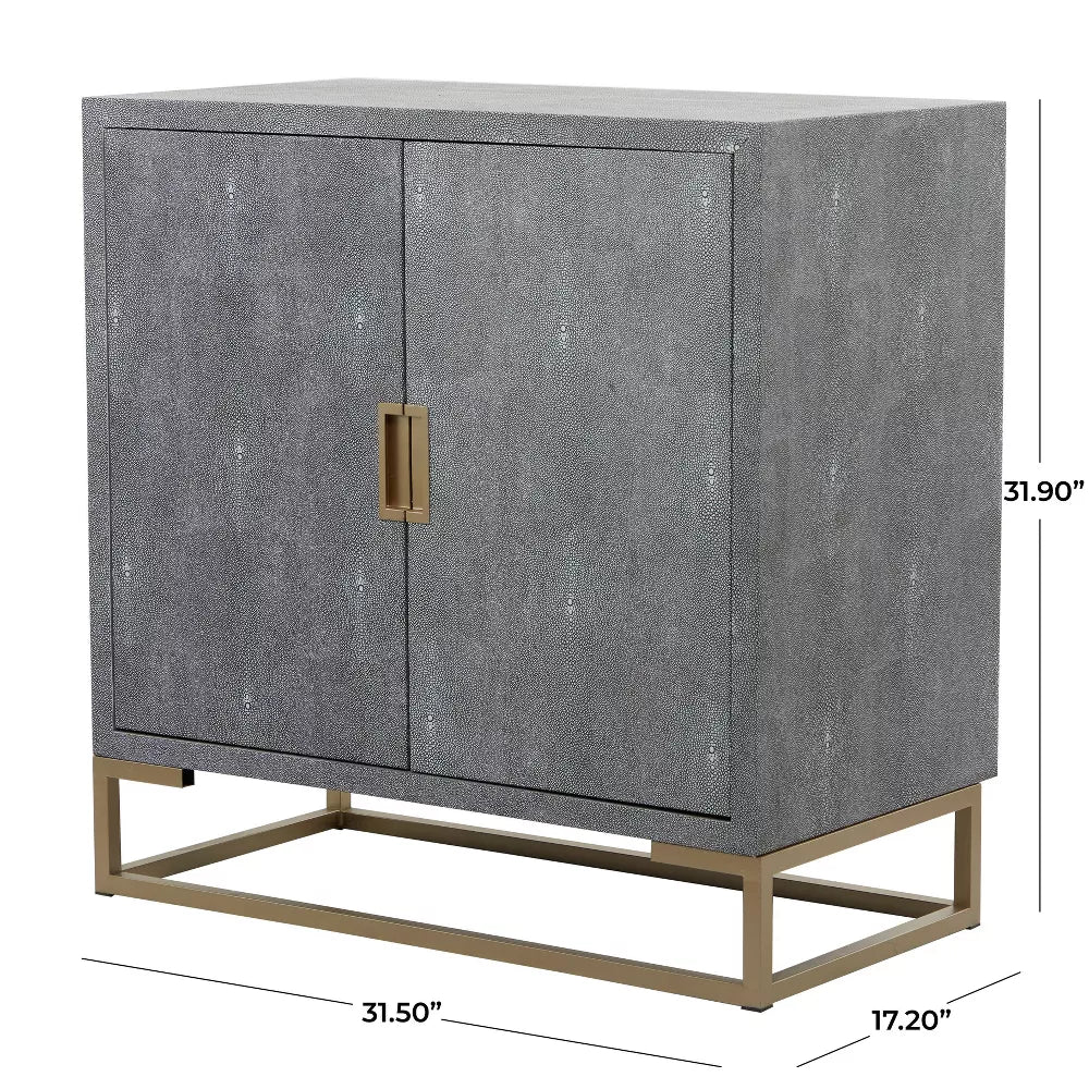 Contemporary Crocodile Textured Wood Cabinet 2-Door Gray - Olivia & May