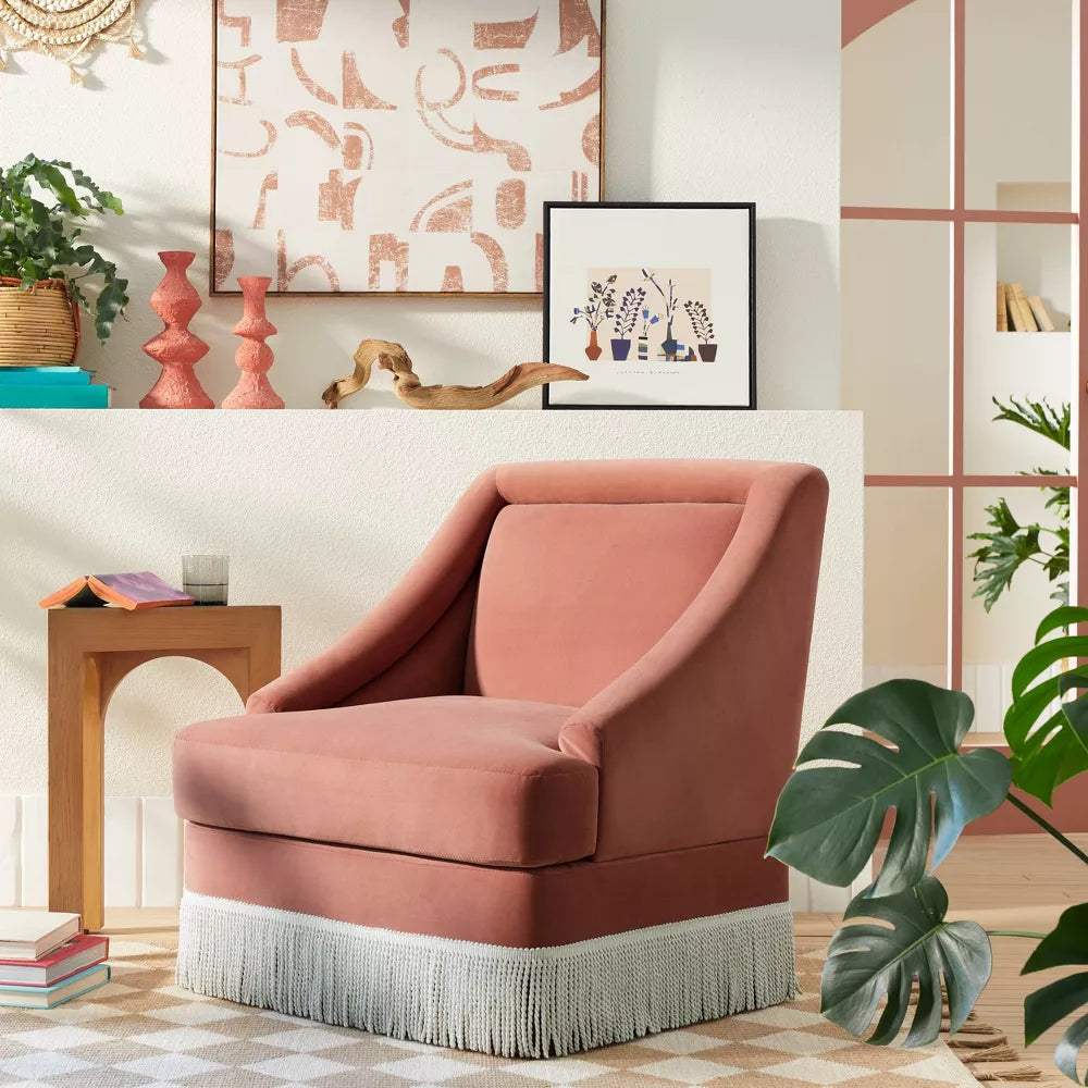 Alberhill Velvet Accent Chair with Fringe - Opalhouse designed with Jungalow