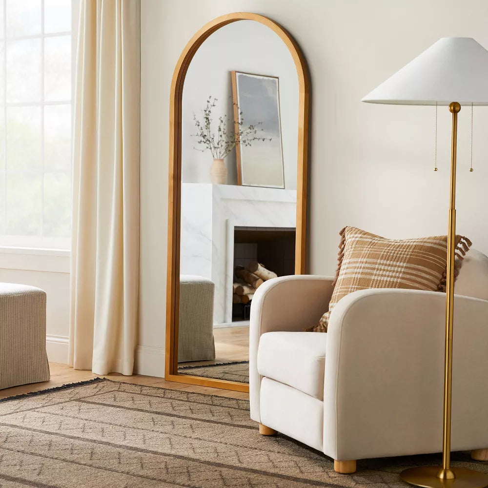 32" x 72" Wooden Arch Mirror Brown - Threshold designed with Studio McGee