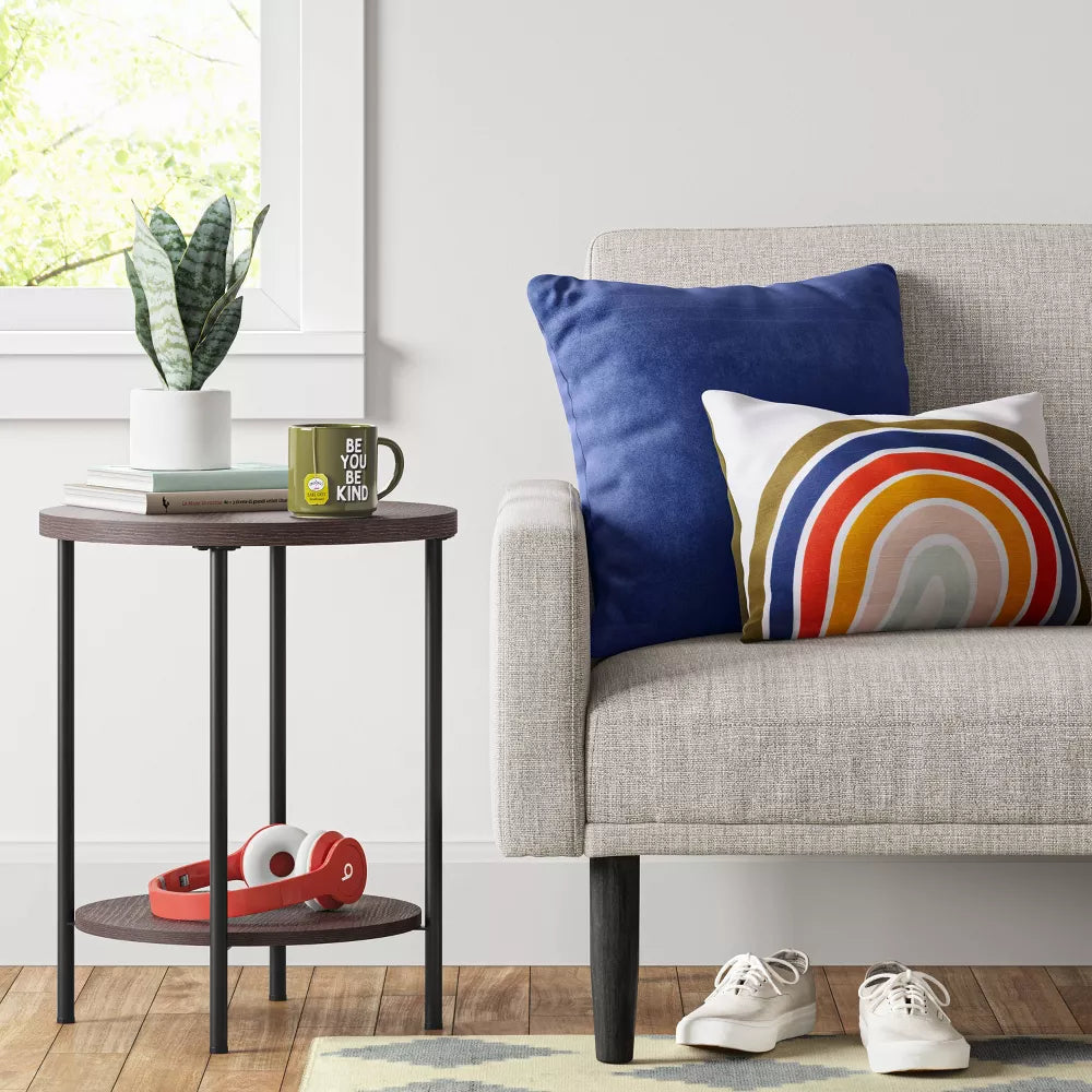 Wood and Metal Round End Table Espresso - Room Essentials