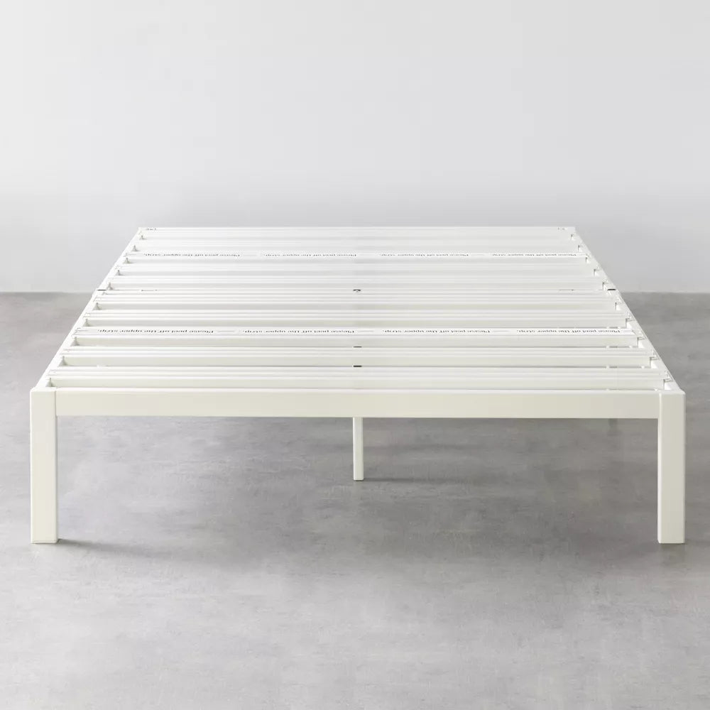 Full 14" Rocky Base Model E Platform Bed Heavy Duty Steel White - Mellow