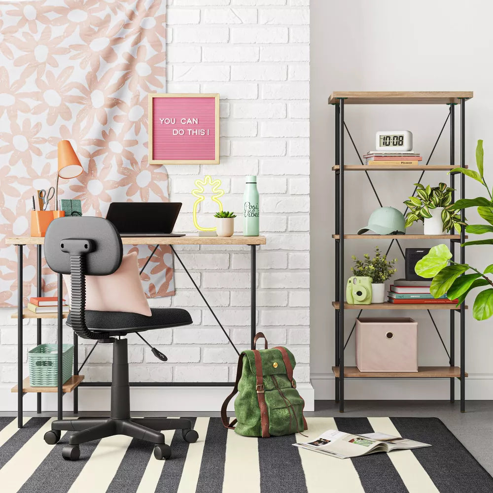 Mixed Material Desk with Shelves Natural - Room Essentials