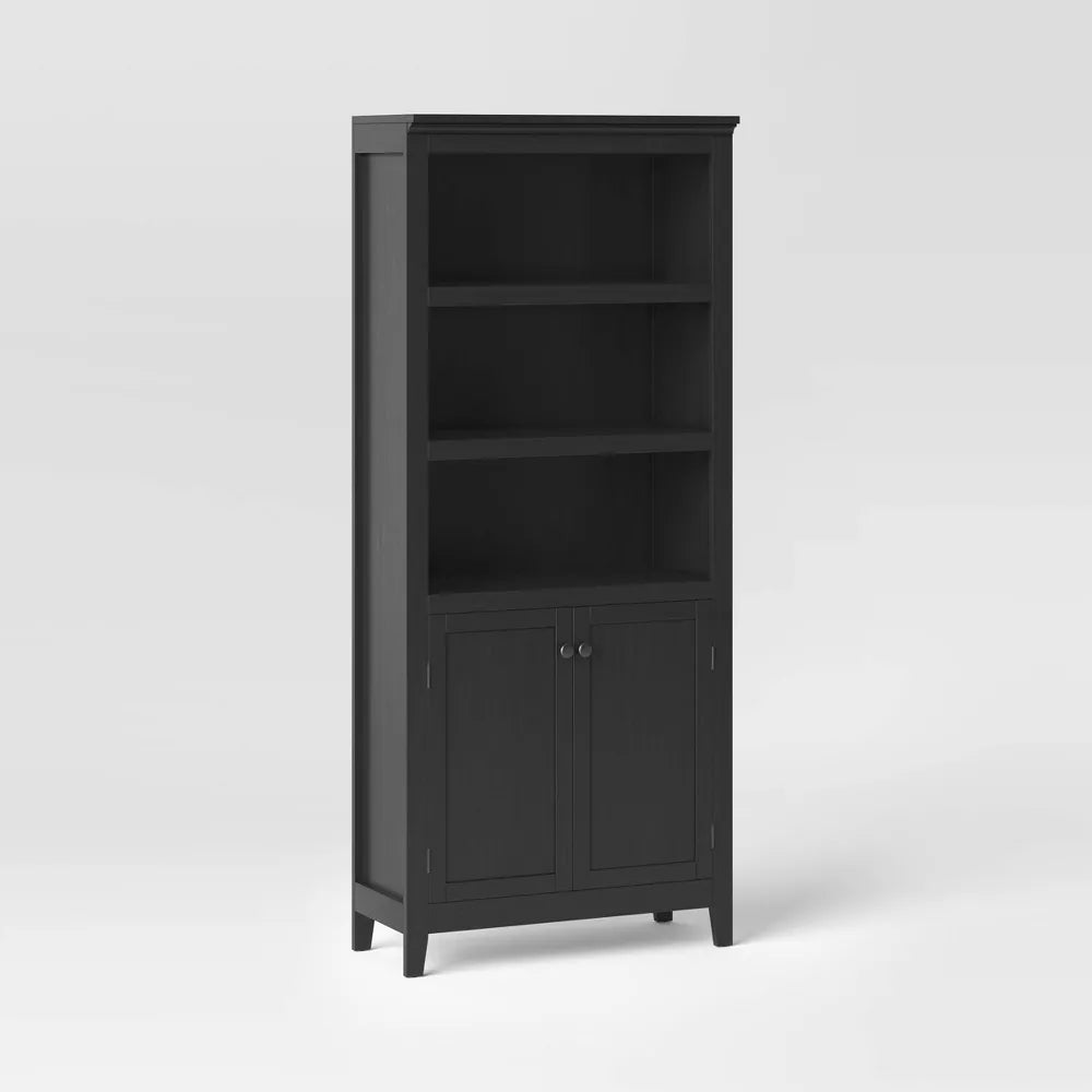 72" Carson 5 Shelf Bookcase with Doors Black - Threshold