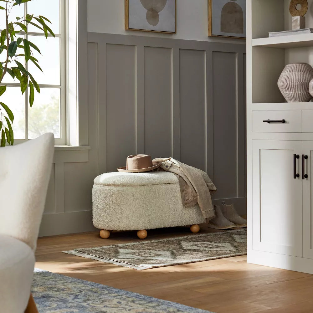 Havenstone Pill Shaped Boucle Storage Bench - Studio McGee – Lucky Duck Dealz