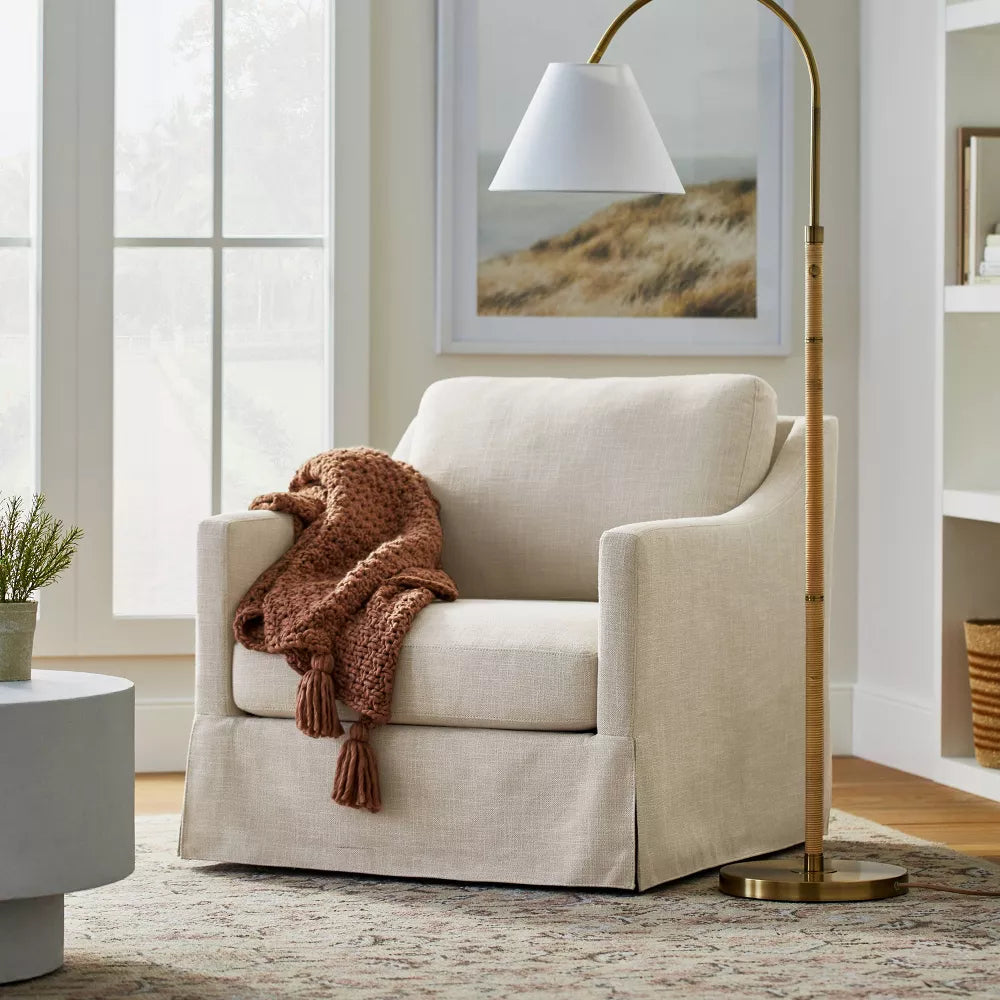 Vivian Park Upholstered Swivel Chair Cream (OPEN BOX) - Threshold designed with Studio McGee