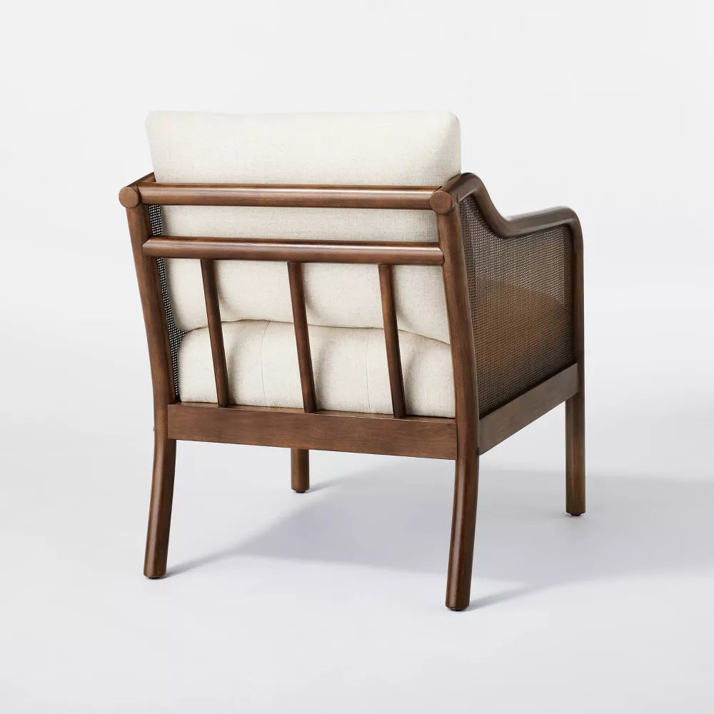 Woodspring Caned Accent Chair Dark Walnut/Cream -Threshold designed with Studio Mcgee