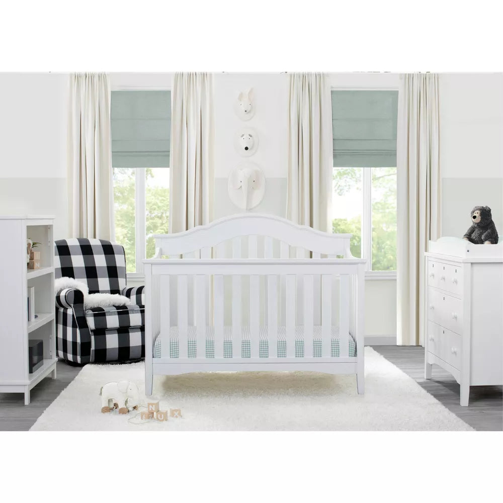 Delta Children Farmhouse 6-in-1 Convertible Crib Textured White