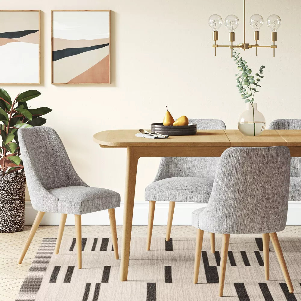 Geller Modern Dining Chair Cream/Natural Wood- Project 62