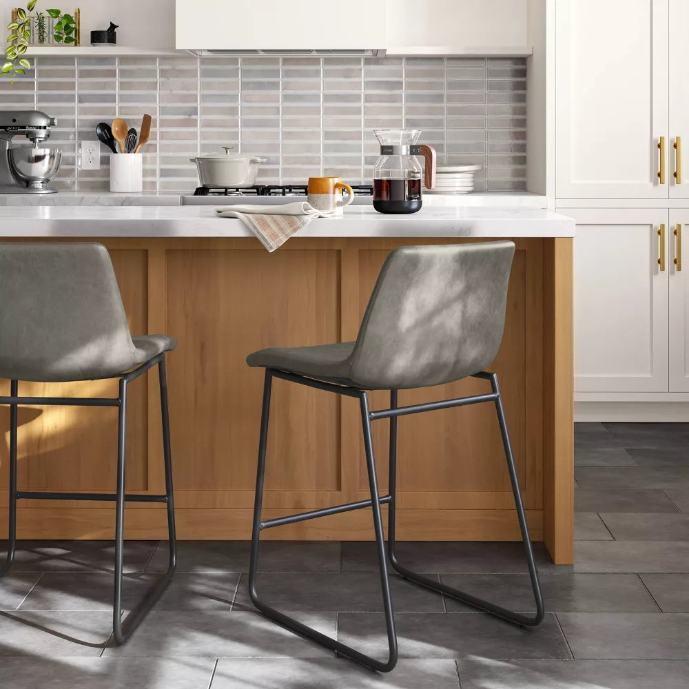 Bowden Faux Leather Counter Height Barstool - Threshold