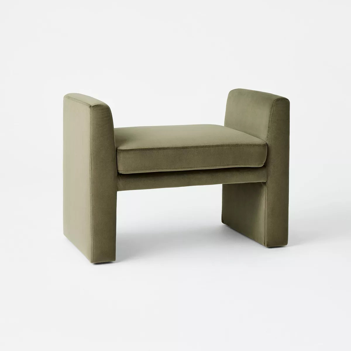 Vernon Ottoman - Threshold™ designed with Studio McGee- Olive Green Velvet