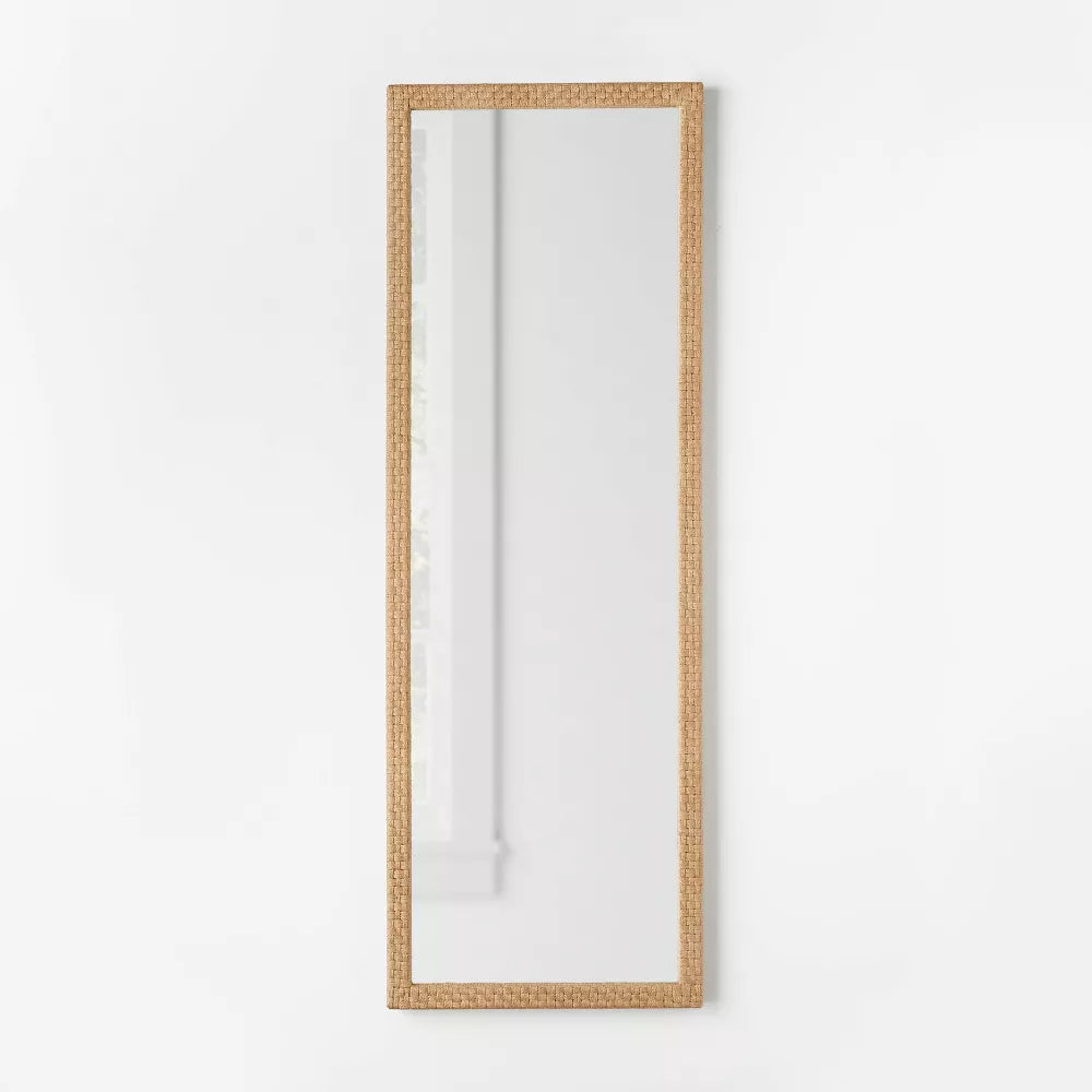22" x 65" Woven Check Full Length Mirror Natural - Threshold™ designed with Studio McGee