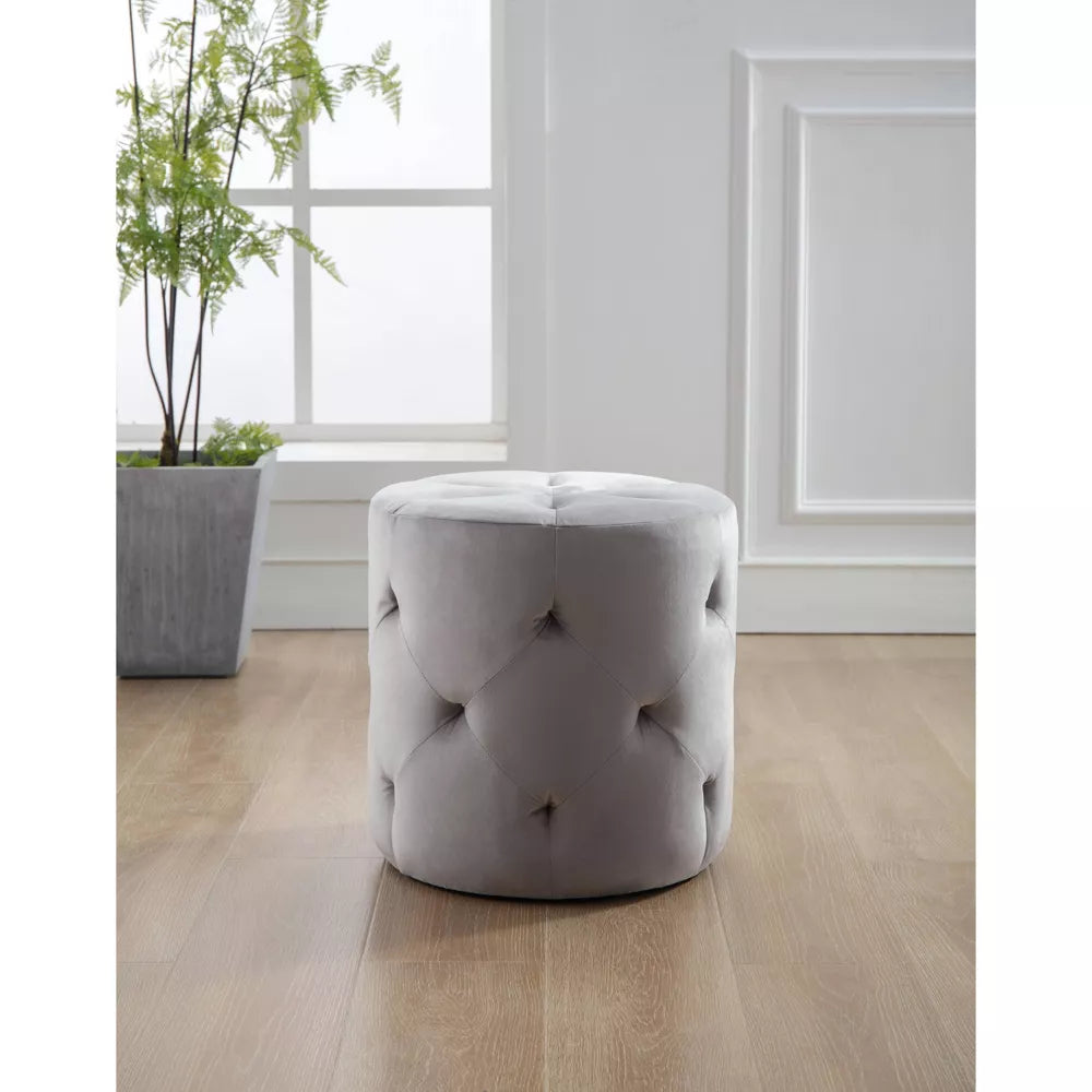 18" Round Pintucked Ottoman - WOVENBYRD
