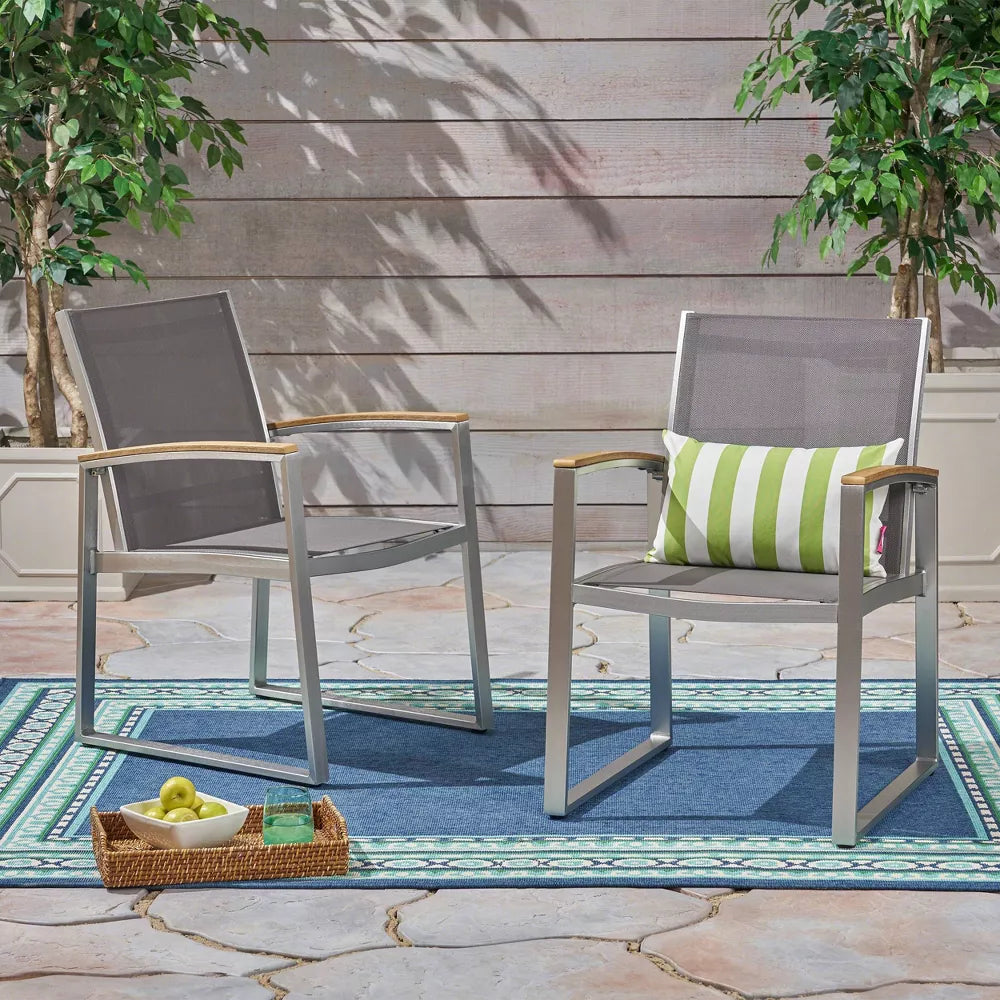 Glasgow Outdoor Dining Chairs with Aluminum Frame (Set of 2) by Christopher Knight Home