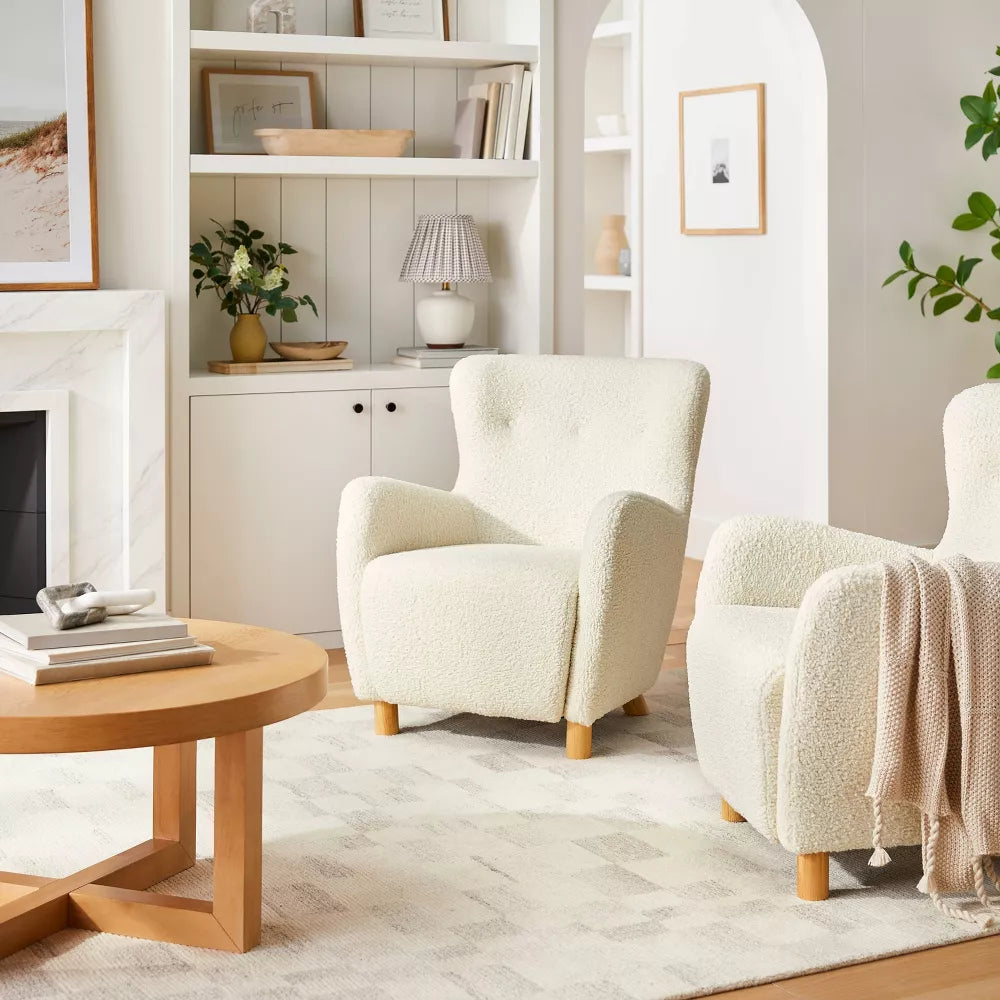 Kessler Wingback Faux Sherling Accent Chair Cream - Threshold designed with Studio McGee