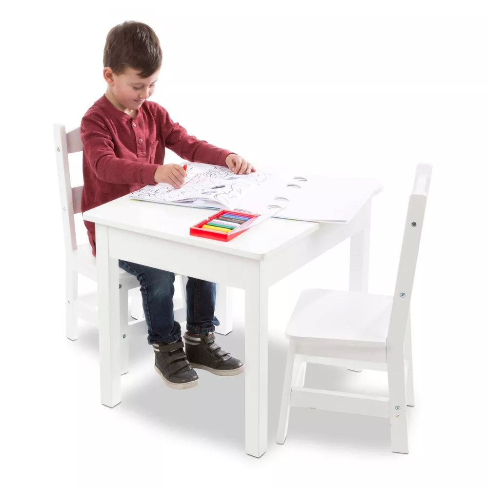 Melissa & Doug Wooden Table and Chairs Set - White