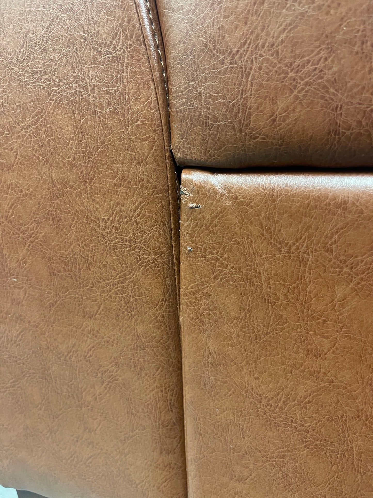 Warbler Faux Leather 3 Seater Sofa by Christopher Knight Home - Espresso/ Cognac (ALREADY BUILT) DAMAGED