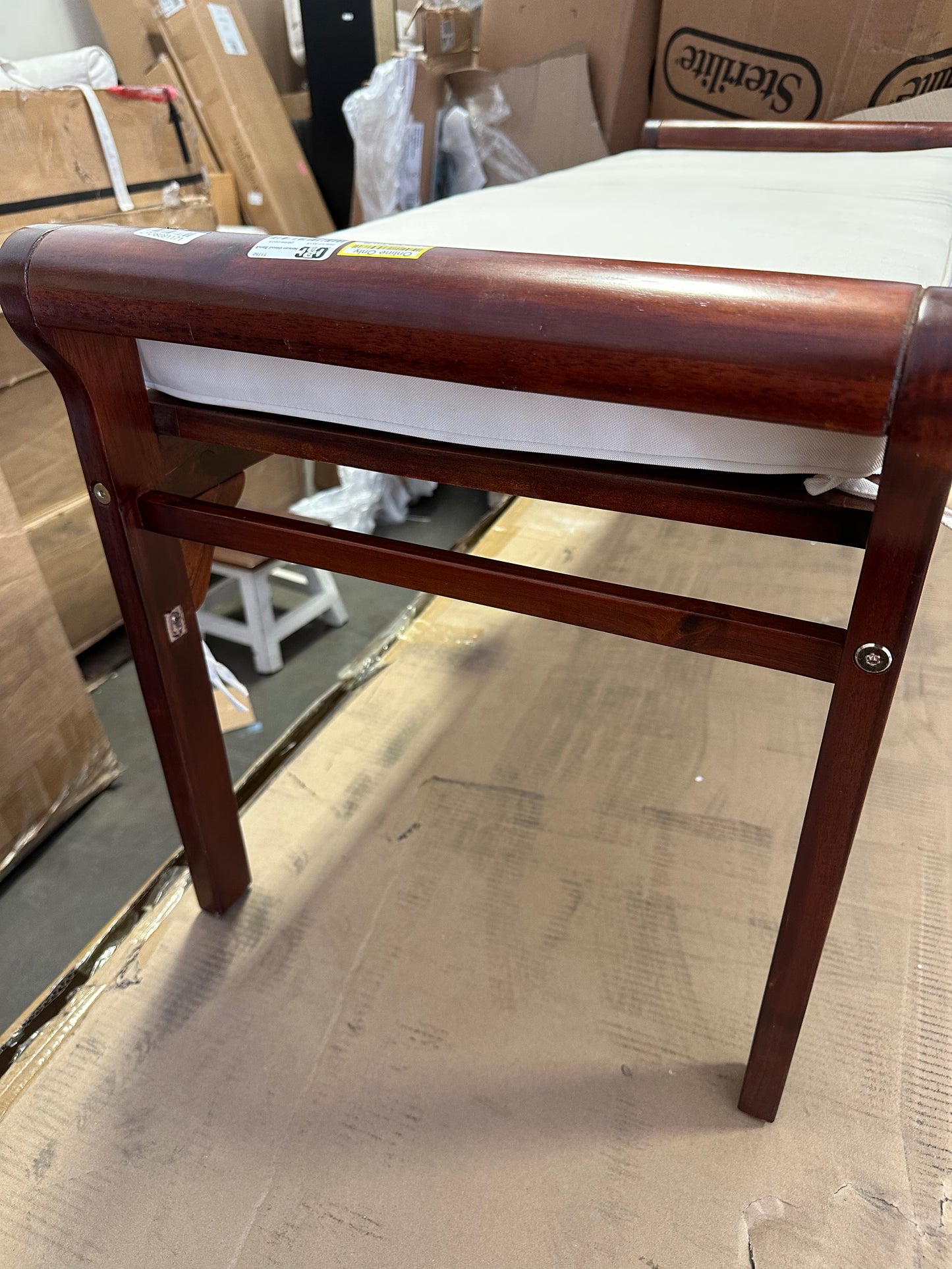 Nelson Wood Bench with Cushion Mahogany OPEN BOX- Christopher Knight Home