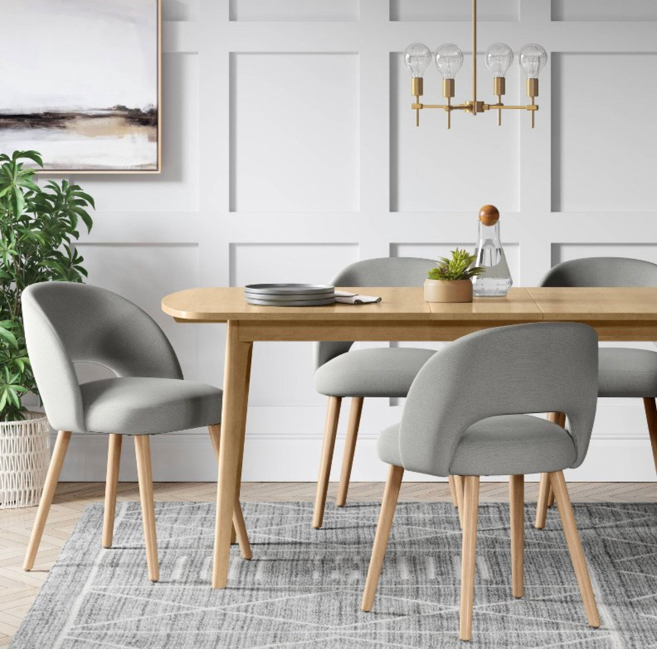Galles Mid-Century Upholstered Dining Chair Gray - Threshold