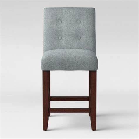 24" Ewing Modern Parsons Counter Height Barstool with Buttons Gray- Project 62