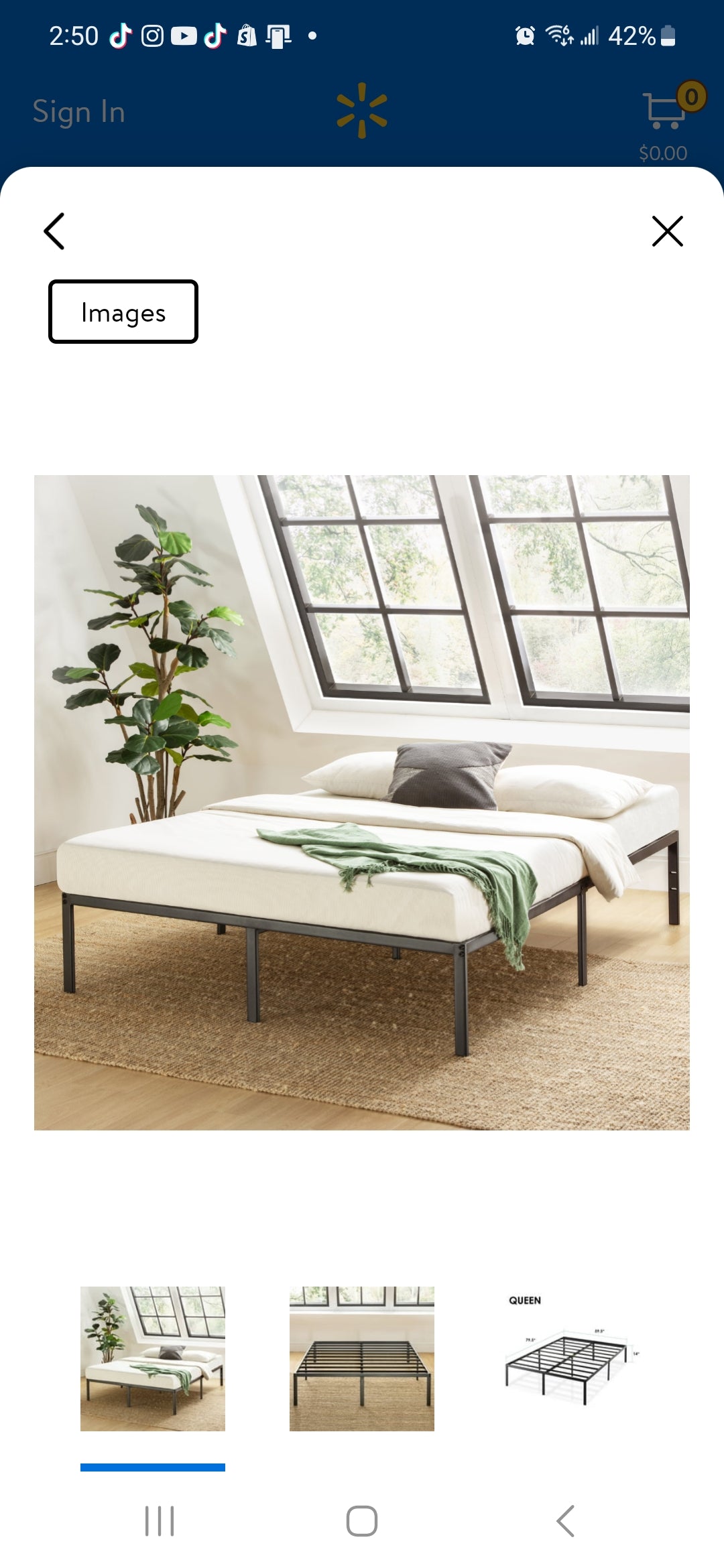 Queen Metal Platform Bedframe