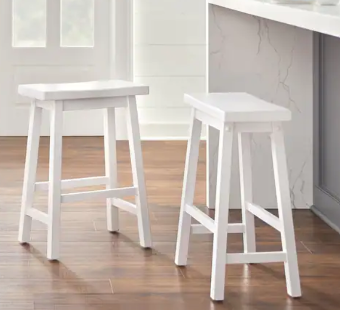 Simple Living Arizona 24-inch Solid Wood Counter Height Saddle Stool- White - Single