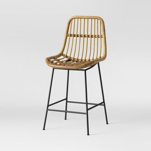 Linnet Rattan Metal Legs Counter Stool