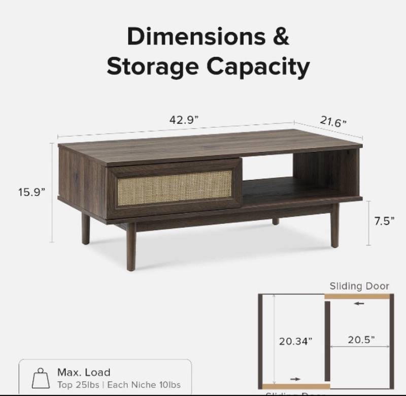 Mopio Haylee Modern Farmhouse Boho Coffee Table Walnut