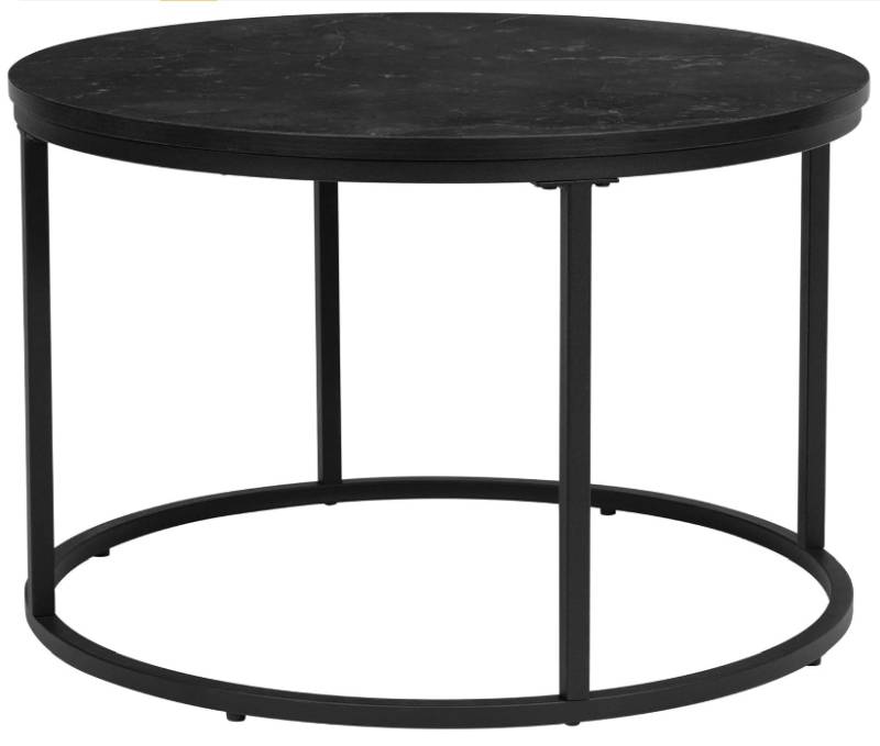 Ball & Cast Accent Table, 23.25"D, black & black marble top