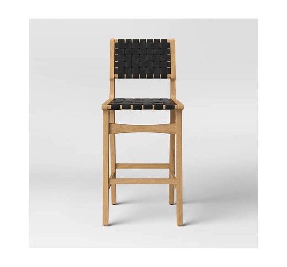 Threshold Ceylon Woven Barstool Black Natural Finish
