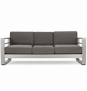 Valentina Silver Aluminum Outdoor Patio Sofa with Khaki Cushions and Tray