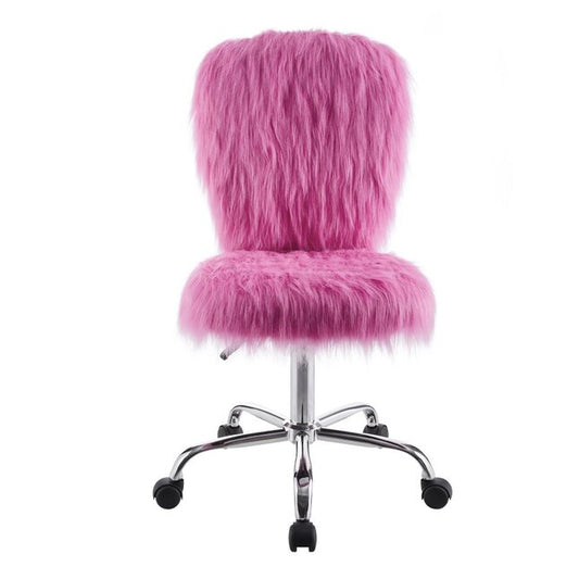 Faux Flokati Armless Office Chair Pink - Linon