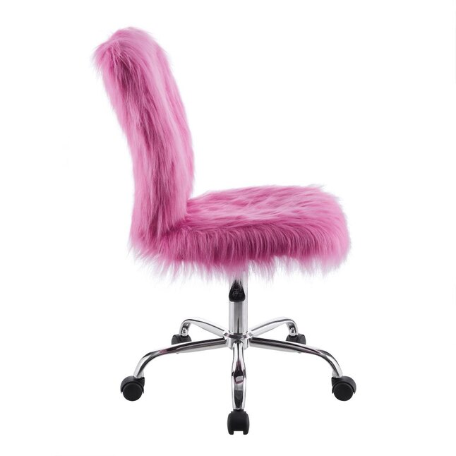Faux Flokati Armless Office Chair Pink - Linon