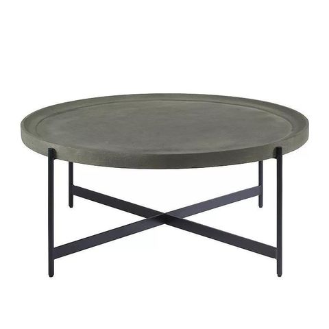 Brookline Collection 42" Round Wood with Concrete-Coating Coffee Table in Concrete